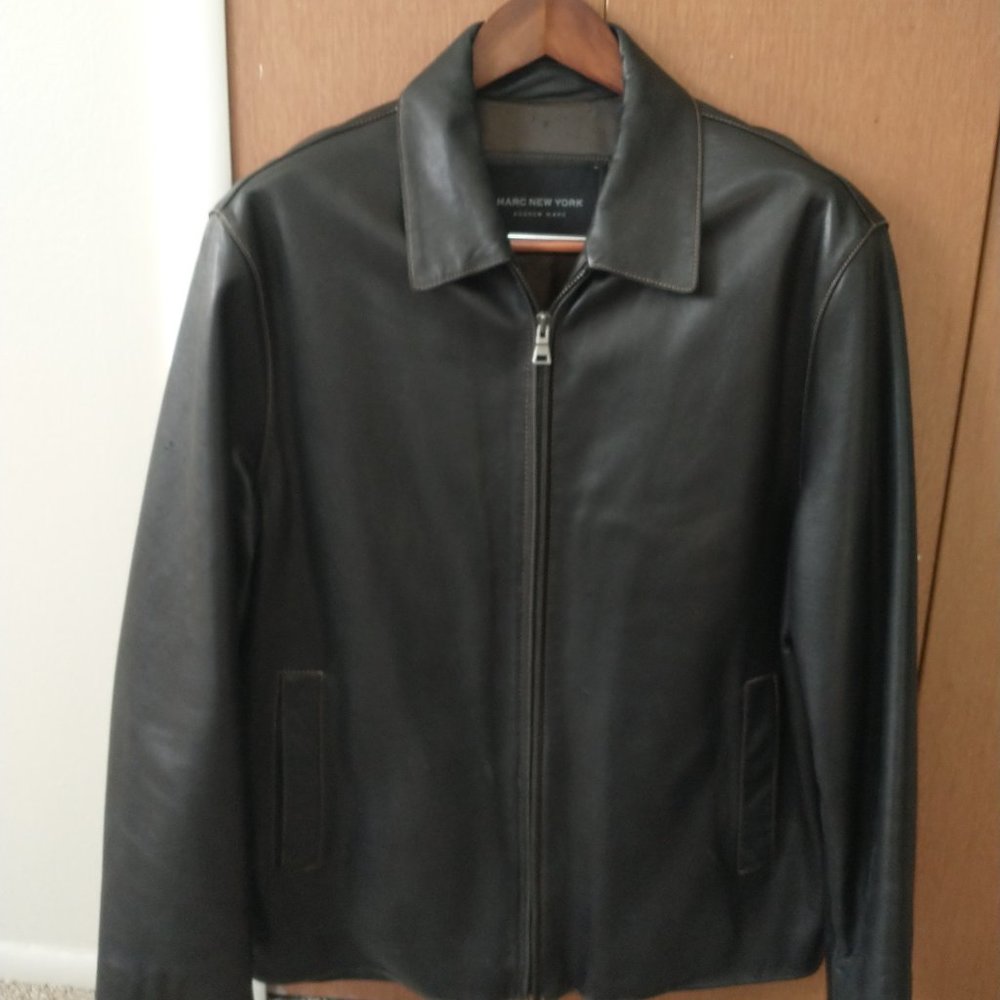 Andrew Marc New York Large Black Leather Jacket